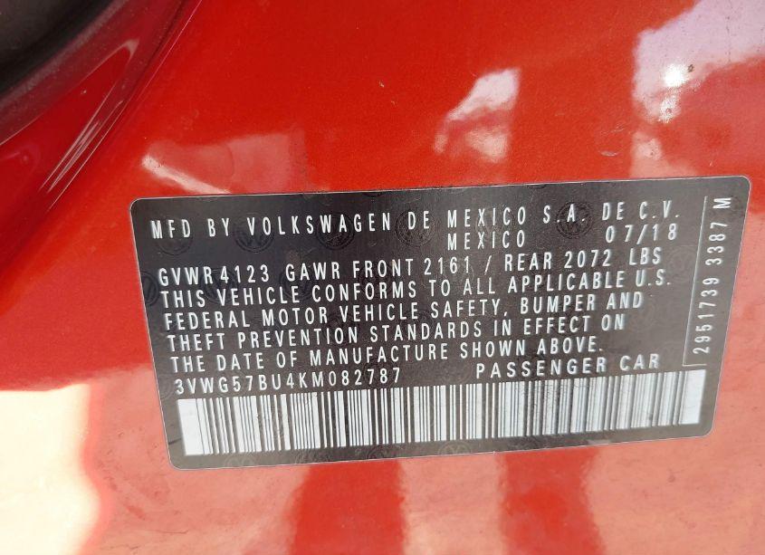 Photo 9 of 2019 Volkswagen Jetta 1.4T SEL PREMIUM (VIN 3VWG57BU4KM082787)