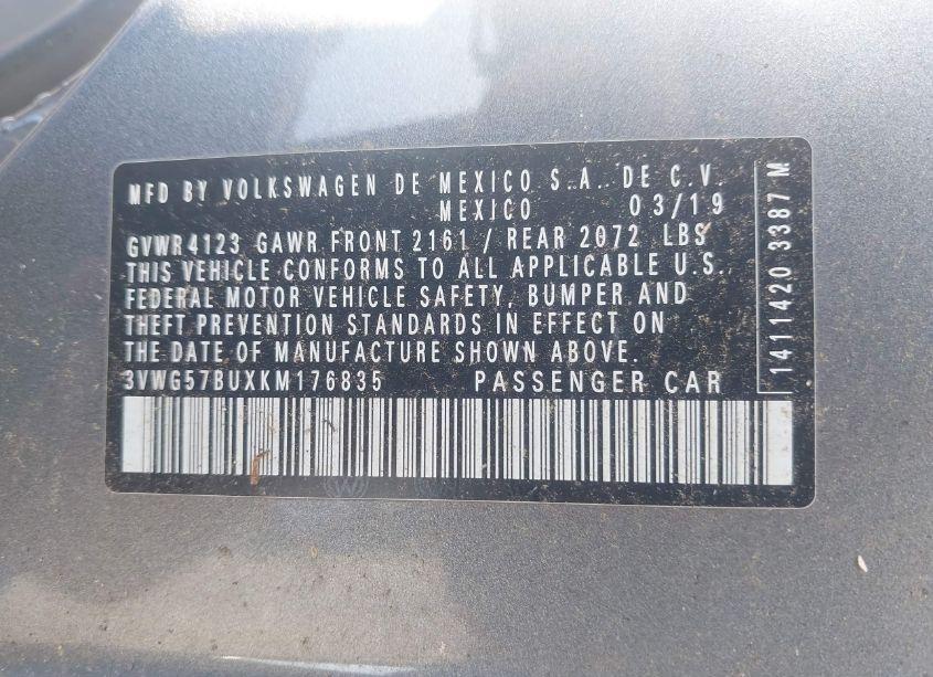 Photo 9 of 2019 Volkswagen Jetta 1.4T SEL PREMIUM (VIN 3VWG57BUXKM176835)