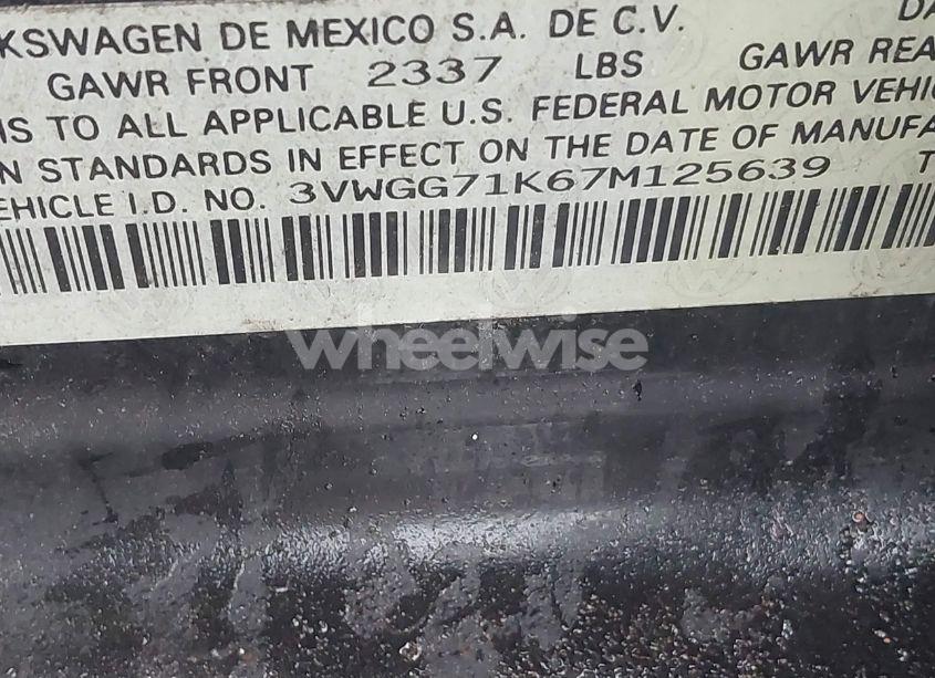 Photo 9 of 2007 Volkswagen Jetta (VIN 3VWGG71K67M125639)