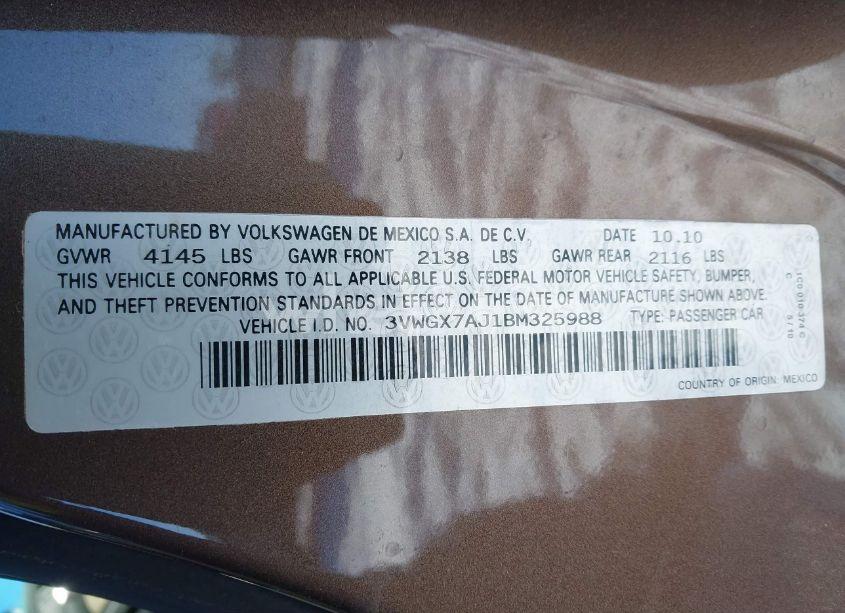 Photo 9 of 2011 Volkswagen Jetta 2.5L SEL (VIN 3VWGX7AJ1BM325988)