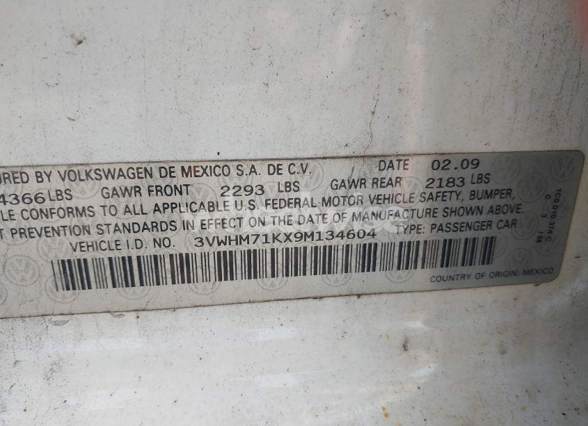 Photo 9 of 2009 Volkswagen Jetta S (VIN 3VWHM71KX9M134604)