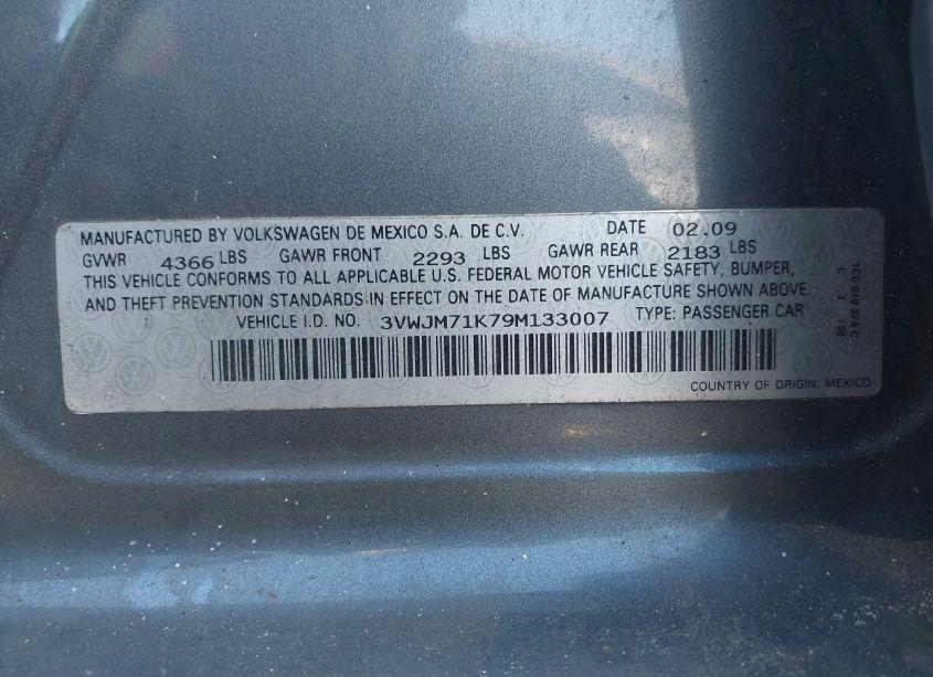 Photo 9 of 2009 Volkswagen Jetta S (VIN 3VWJM71K79M133007)