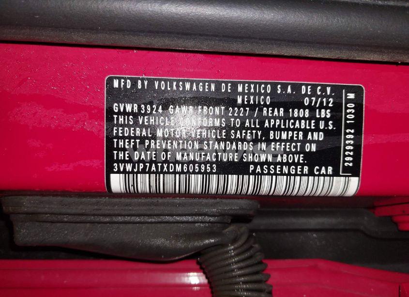 Photo 9 of 2013 Volkswagen Beetle 2.5L (VIN 3VWJP7ATXDM605953)