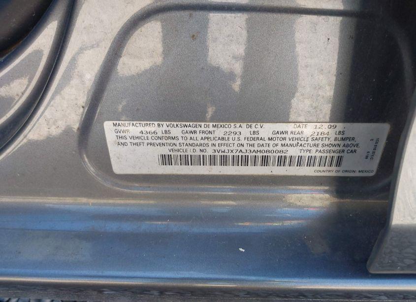 Photo 9 of 2010 Volkswagen Jetta S (VIN 3VWJX7AJ3AM080082)