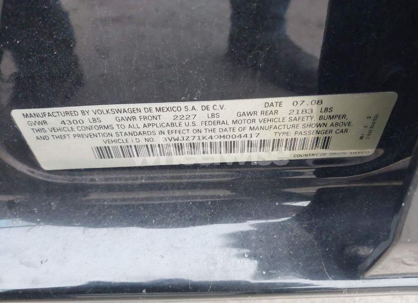 Photo 9 of 2009 Volkswagen Jetta S (VIN 3VWJZ71K49M004417)