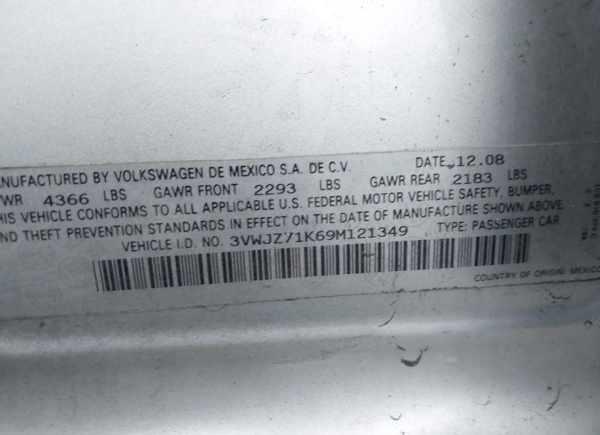 Photo 9 of 2009 Volkswagen Jetta S (VIN 3VWJZ71K69M121349)