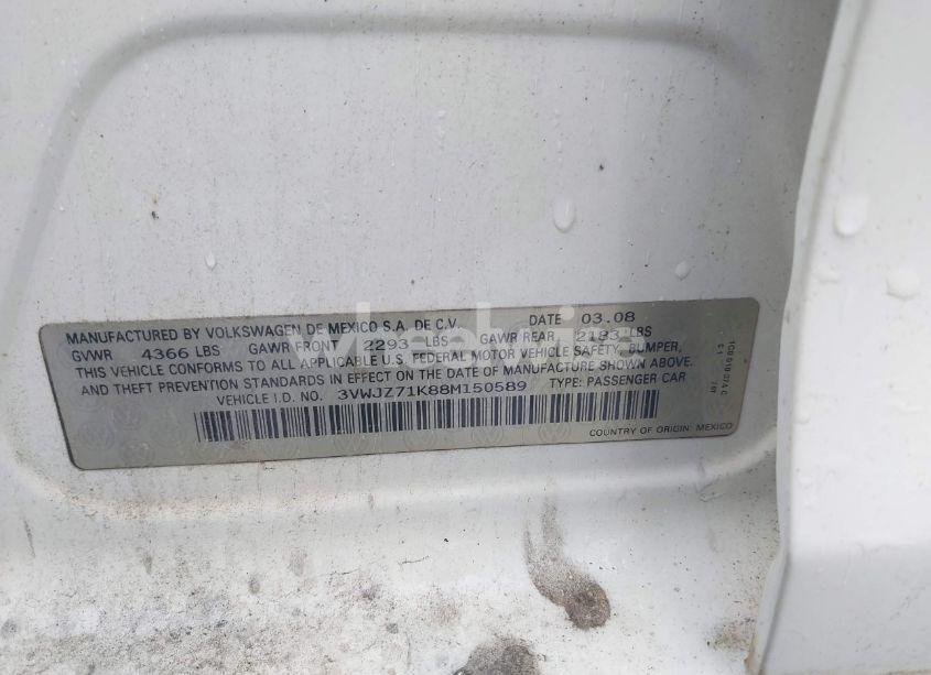 Photo 9 of 2008 Volkswagen Jetta S (VIN 3VWJZ71K88M150589)
