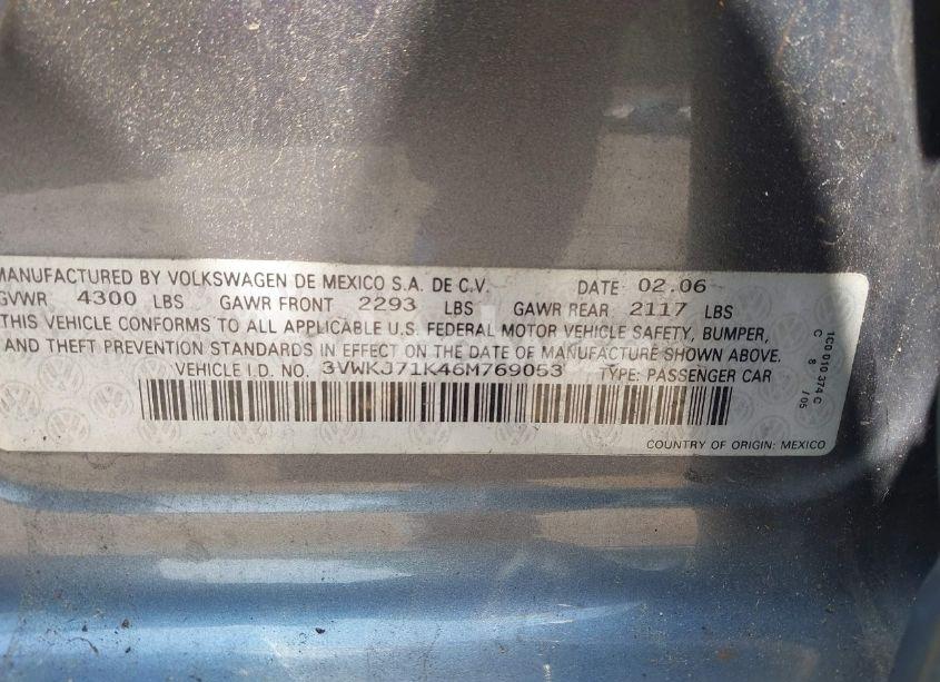 Photo 9 of 2006 Volkswagen Jetta 2.0T (VIN 3VWKJ71K46M769053)