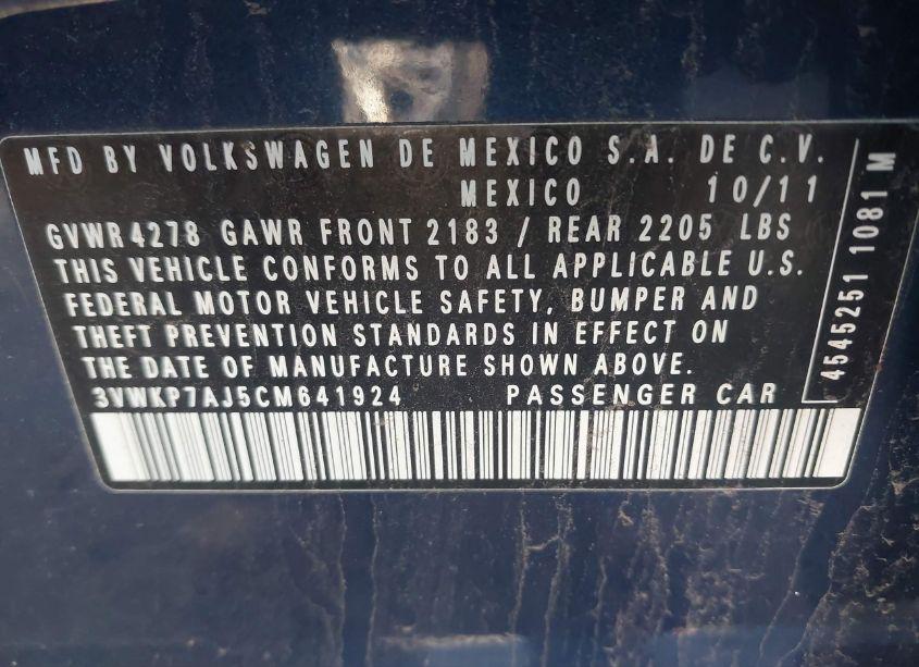 Photo 9 of 2012 Volkswagen Jetta SPORTWAGEN 2.5L S (VIN 3VWKP7AJ5CM641924)