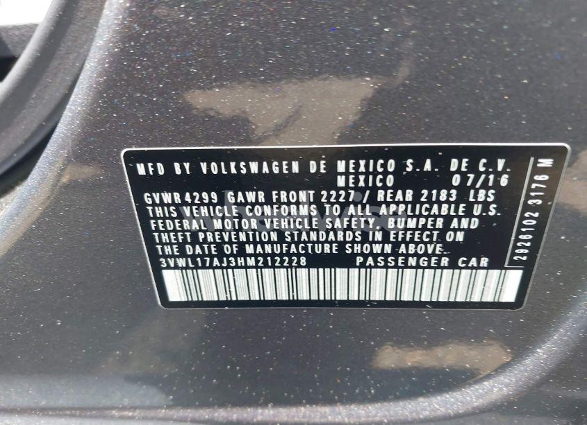 Photo 9 of 2017 Volkswagen Jetta 1.8T SEL (VIN 3VWL17AJ3HM212228)