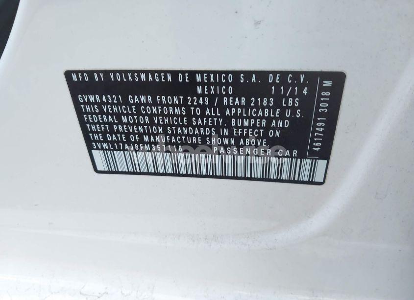 Photo 9 of 2015 Volkswagen Jetta 1.8T SEL (VIN 3VWL17AJ8FM357116)