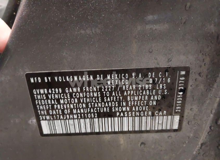 Photo 9 of 2017 Volkswagen Jetta 1.8T SEL (VIN 3VWL17AJ9HM211052)