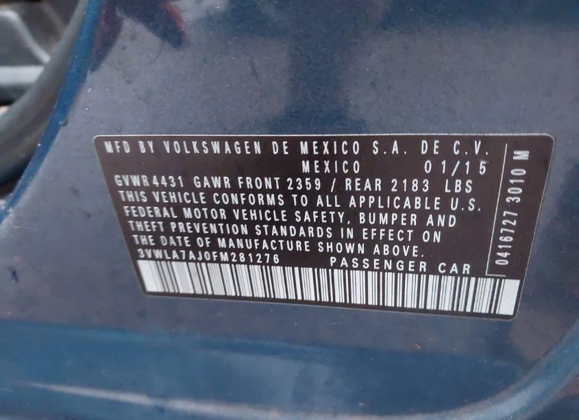 Photo 9 of 2015 Volkswagen Jetta 2.0L TDI S (VIN 3VWLA7AJ0FM281276)