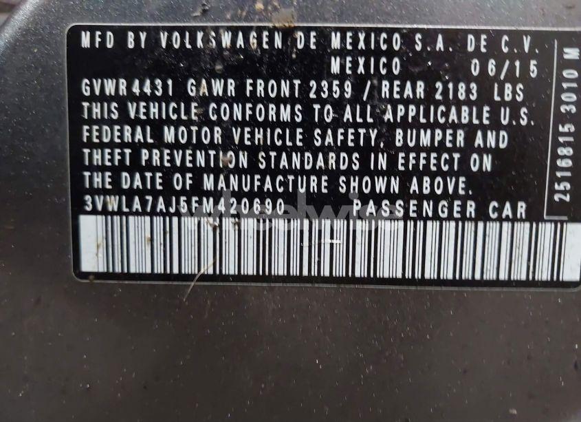 Photo 9 of 2015 Volkswagen Jetta 2.0L TDI SE (VIN 3VWLA7AJ5FM420690)