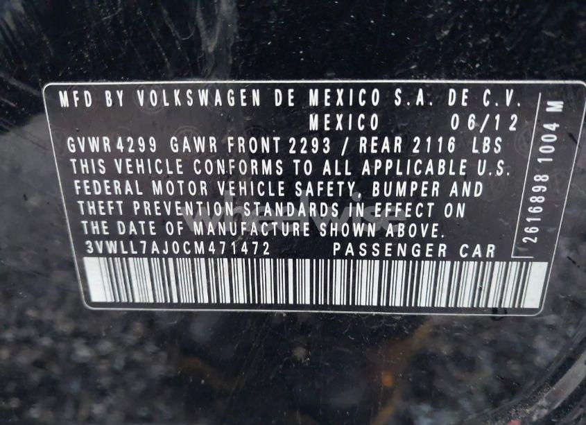 Photo 9 of 2012 Volkswagen Jetta 2.0L TDI (VIN 3VWLL7AJ0CM471472)