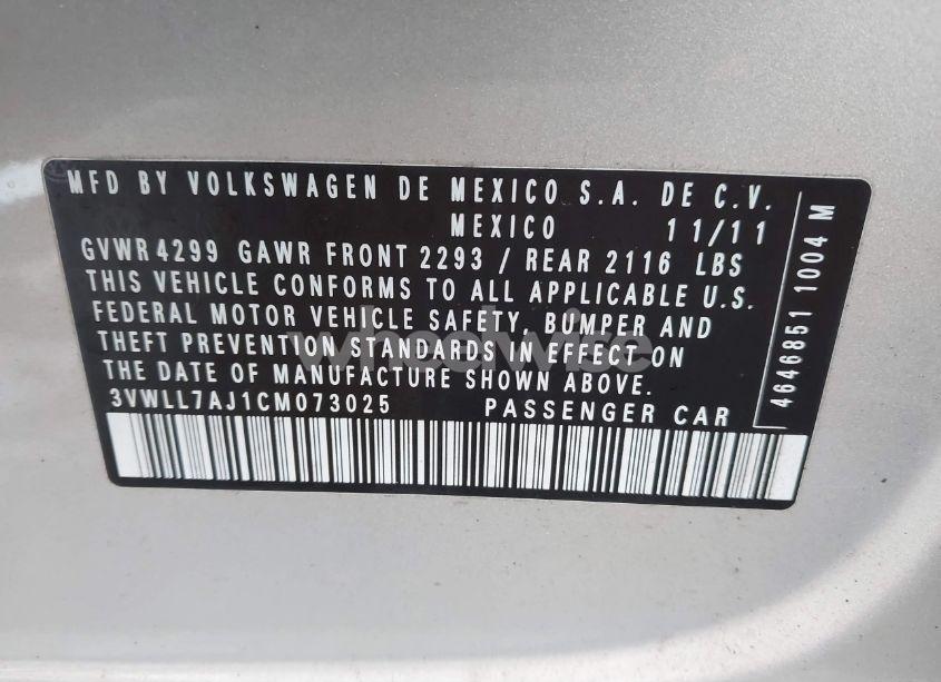 Photo 9 of 2012 Volkswagen Jetta 2.0L TDI (VIN 3VWLL7AJ1CM073025)