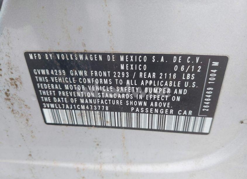 Photo 9 of 2012 Volkswagen Jetta 2.0L TDI (VIN 3VWLL7AJ1CM473778)