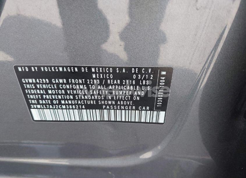 Photo 9 of 2012 Volkswagen Jetta 2.0L TDI (VIN 3VWLL7AJ2CM386214)