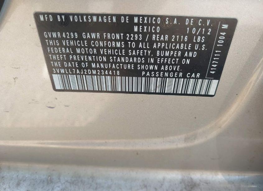 Photo 9 of 2013 Volkswagen Jetta 2.0L TDI (VIN 3VWLL7AJ2DM234418)