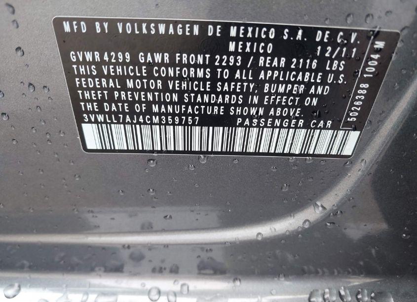 Photo 9 of 2012 Volkswagen Jetta 2.0L TDI (VIN 3VWLL7AJ4CM359757)