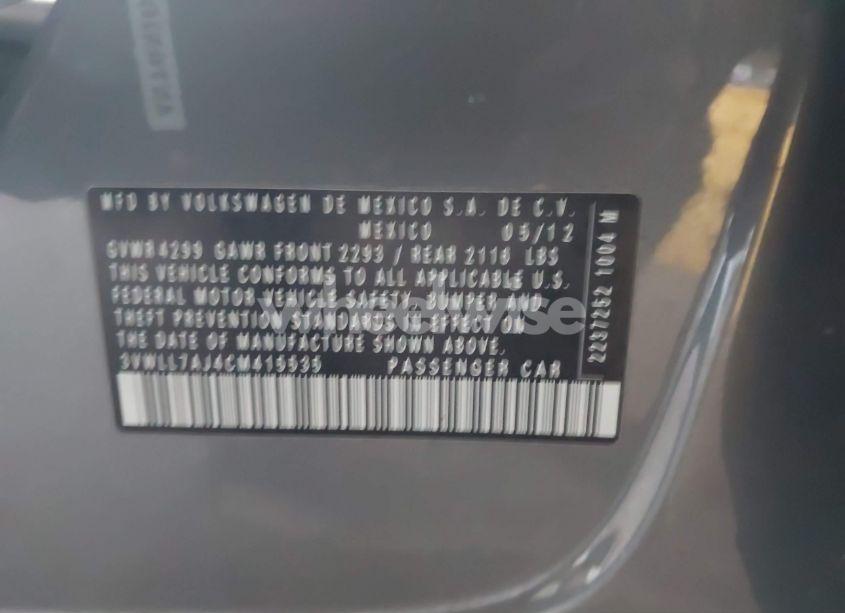 Photo 9 of 2012 Volkswagen Jetta 2.0L TDI (VIN 3VWLL7AJ4CM415535)