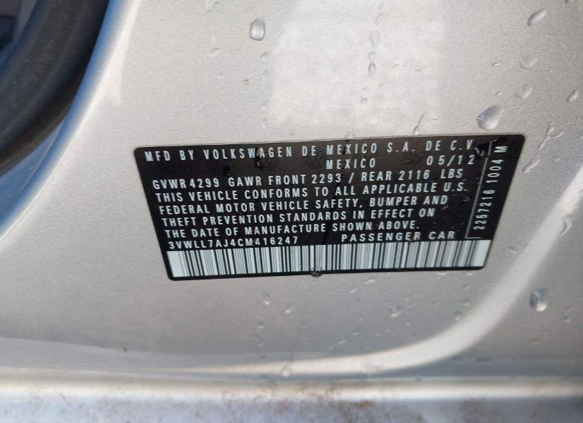 Photo 9 of 2012 Volkswagen Jetta TDI (VIN 3VWLL7AJ4CM416247)