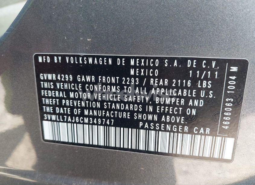 Photo 9 of 2012 Volkswagen Jetta 2.0L TDI (VIN 3VWLL7AJ6CM349747)