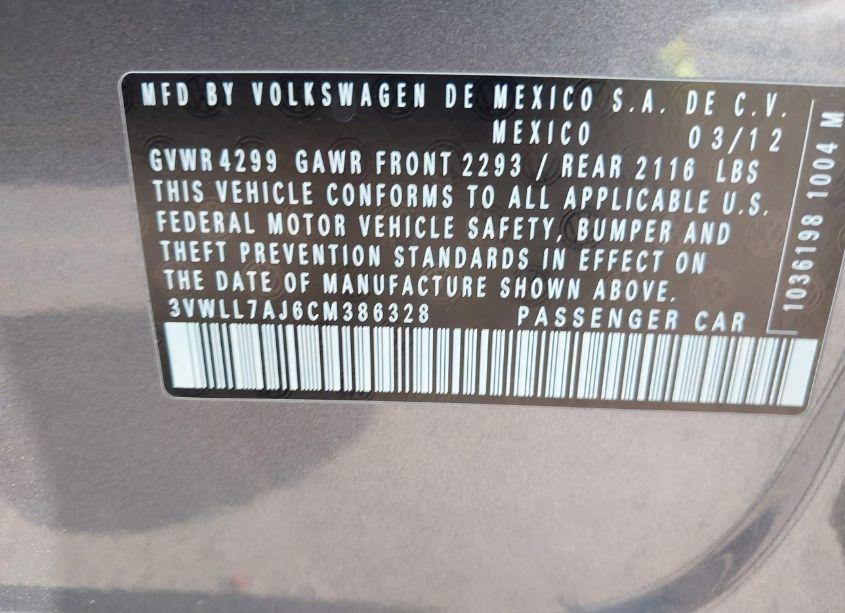 Photo 9 of 2012 Volkswagen Jetta 2.0L TDI (VIN 3VWLL7AJ6CM386328)