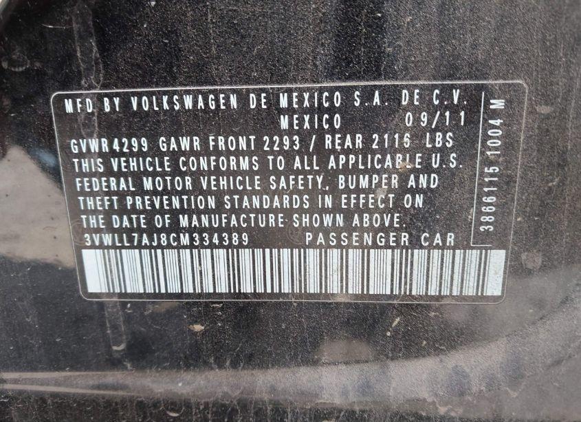 Photo 9 of 2012 Volkswagen Jetta TDI (VIN 3VWLL7AJ8CM334389)