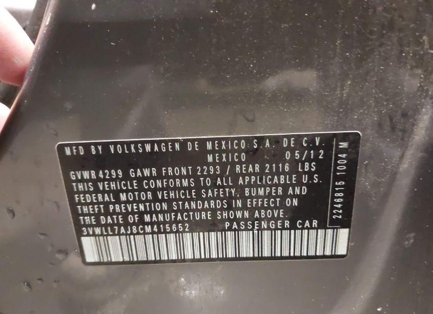 Photo 9 of 2012 Volkswagen Jetta 2.0L TDI (VIN 3VWLL7AJ8CM415652)