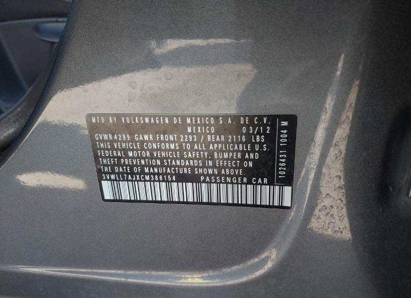 Photo 9 of 2012 Volkswagen Jetta 2.0L TDI (VIN 3VWLL7AJXCM386154)