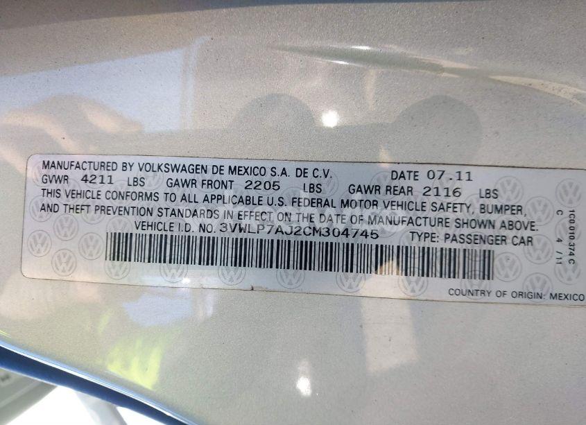 Photo 9 of 2012 Volkswagen Jetta 2.5L SEL (VIN 3VWLP7AJ2CM304745)