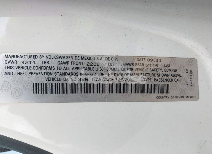 Photo 9 of 2012 Volkswagen Jetta 2.5L SEL (VIN 3VWLP7AJ3CM325796)