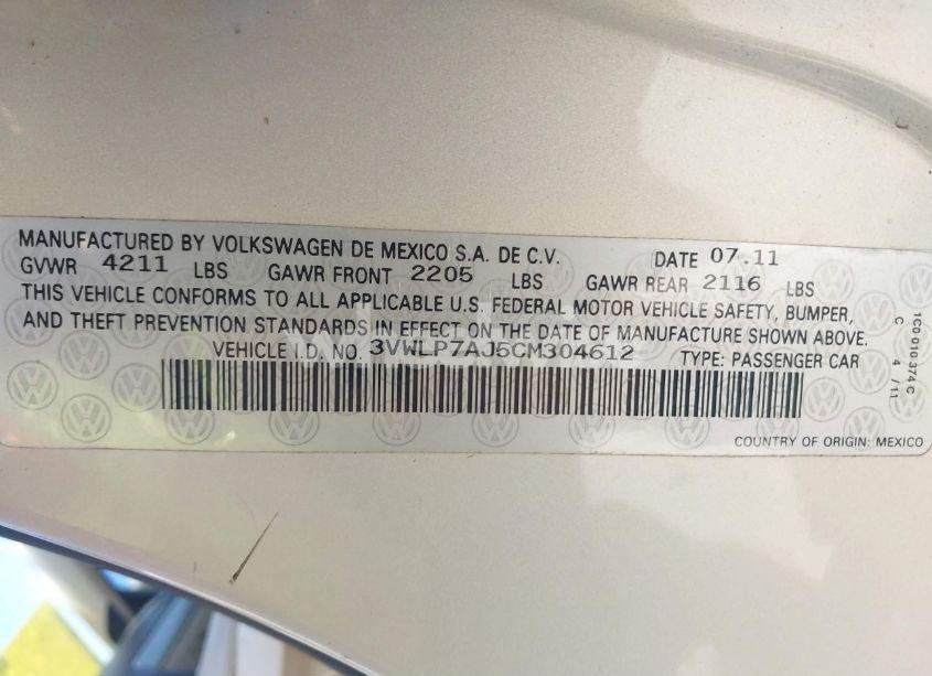 Photo 9 of 2012 Volkswagen Jetta 2.5L SEL (VIN 3VWLP7AJ5CM304612)