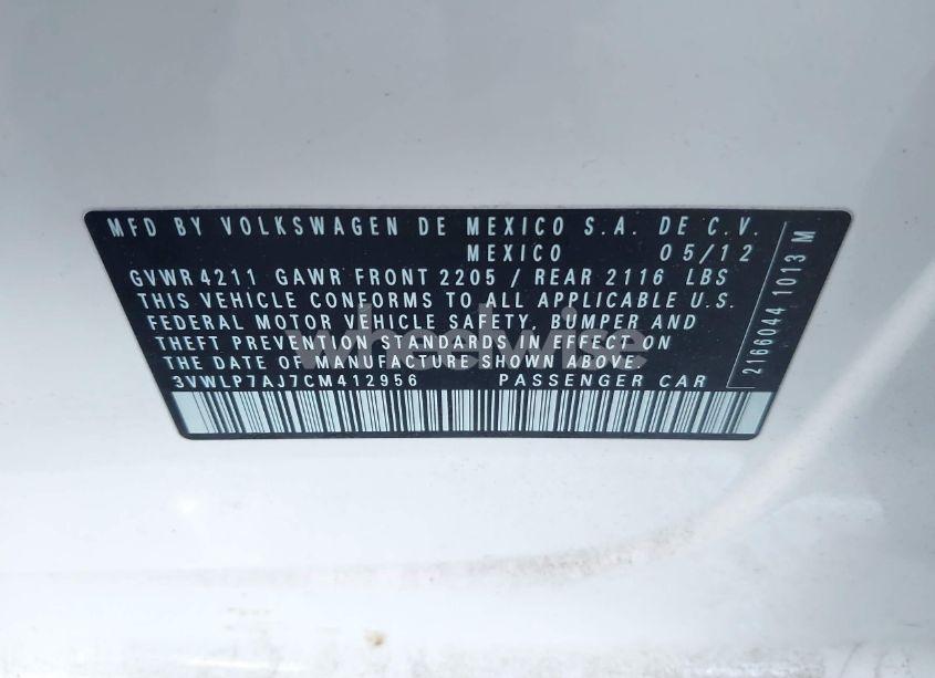 Photo 9 of 2012 Volkswagen Jetta 2.5L SEL PREMIUM (VIN 3VWLP7AJ7CM412956)