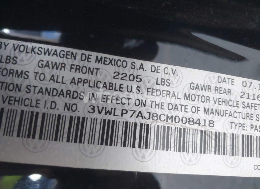 Photo 9 of 2012 Volkswagen Jetta 2.5L SEL (VIN 3VWLP7AJ8CM008418)