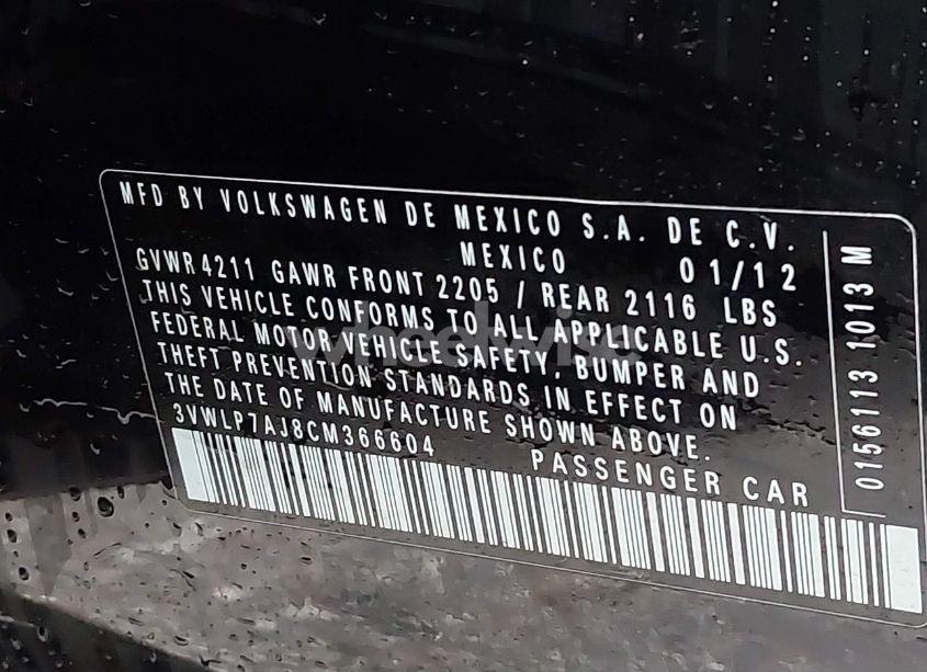 Photo 9 of 2012 Volkswagen Jetta 2.5L SEL PREMIUM (VIN 3VWLP7AJ8CM366604)