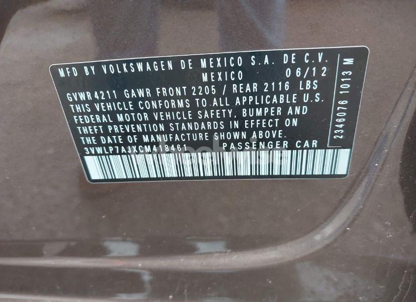 Photo 9 of 2012 Volkswagen Jetta 2.5L SEL (VIN 3VWLP7AJXCM418461)