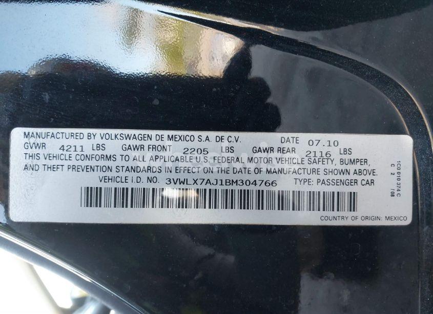 Photo 9 of 2011 Volkswagen Jetta 2.5L SEL (VIN 3VWLX7AJ1BM304766)