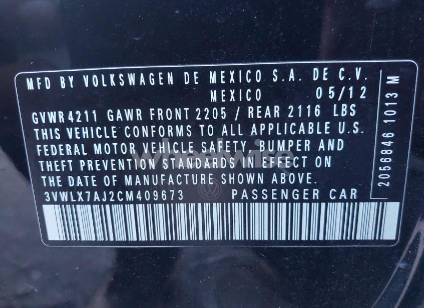 Photo 9 of 2012 Volkswagen Jetta 2.5L SEL (VIN 3VWLX7AJ2CM409673)