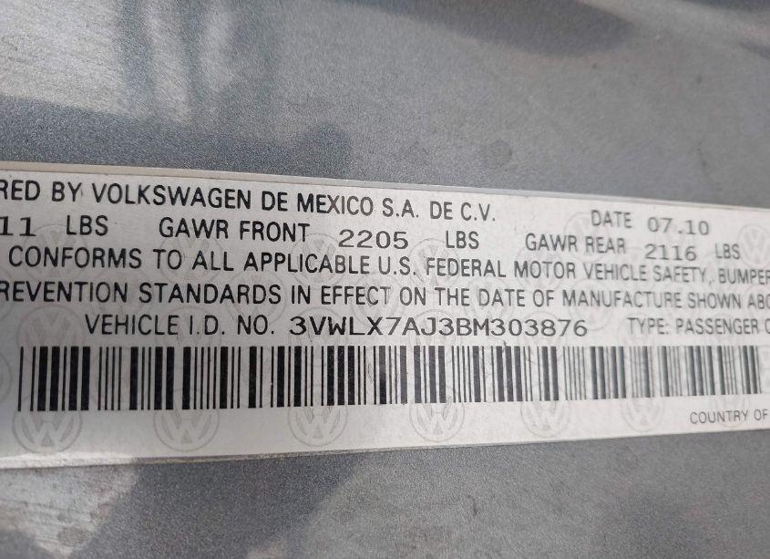 Photo 9 of 2011 Volkswagen Jetta 2.5L SEL (VIN 3VWLX7AJ3BM303876)