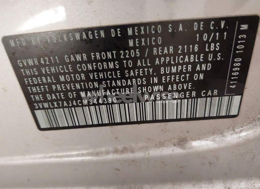 Photo 9 of 2012 Volkswagen Jetta 2.5L SEL (VIN 3VWLX7AJ4CM344390)