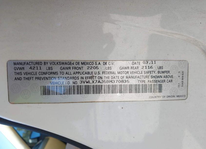 Photo 9 of 2011 Volkswagen Jetta 2.5L SEL (VIN 3VWLX7AJ5BM370835)