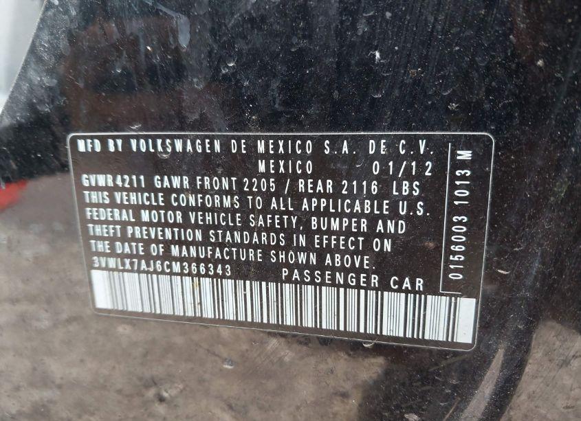 Photo 9 of 2012 Volkswagen Jetta 2.5L SEL PREMIUM (VIN 3VWLX7AJ6CM366343)