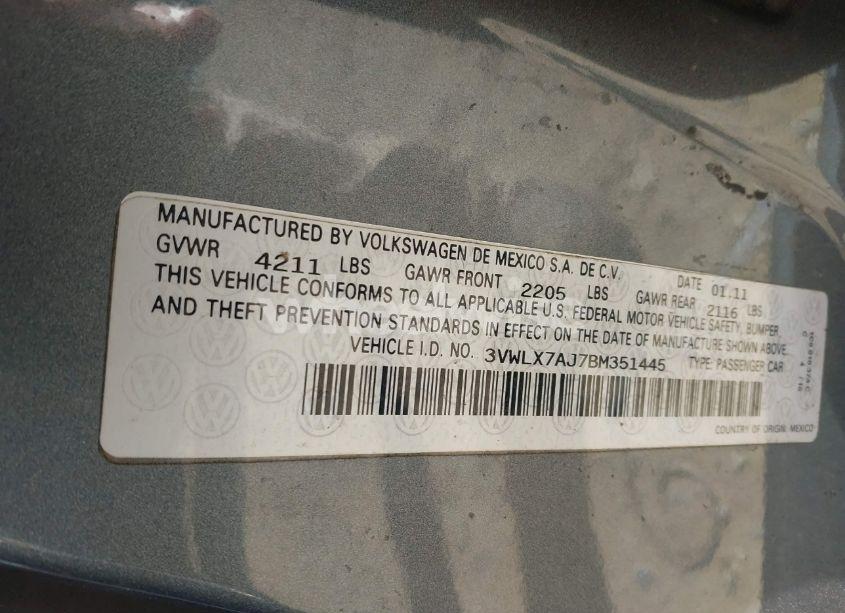 Photo 9 of 2011 Volkswagen Jetta 2.5L SEL (VIN 3VWLX7AJ7BM351445)