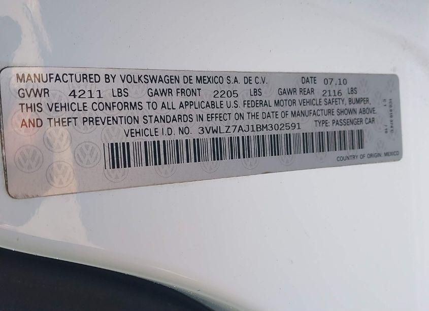 Photo 9 of 2011 Volkswagen Jetta 2.5L SEL (VIN 3VWLZ7AJ1BM302591)