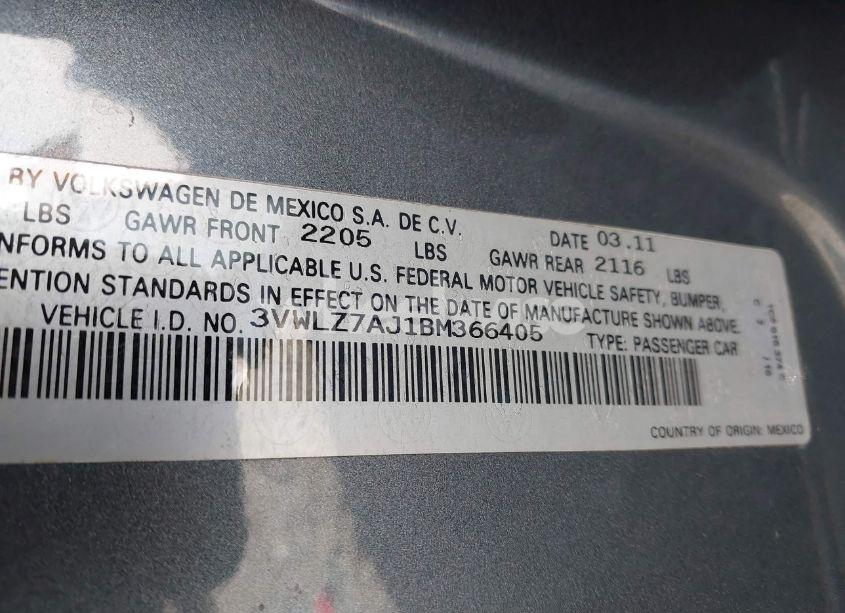 Photo 9 of 2011 Volkswagen Jetta 2.5L SEL (VIN 3VWLZ7AJ1BM366405)