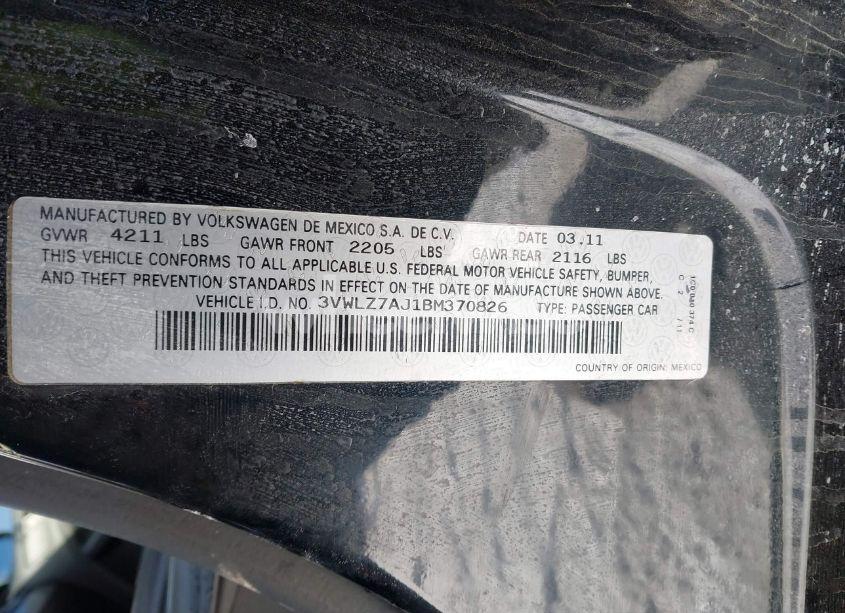 Photo 9 of 2011 Volkswagen Jetta 2.5L SEL (VIN 3VWLZ7AJ1BM370826)