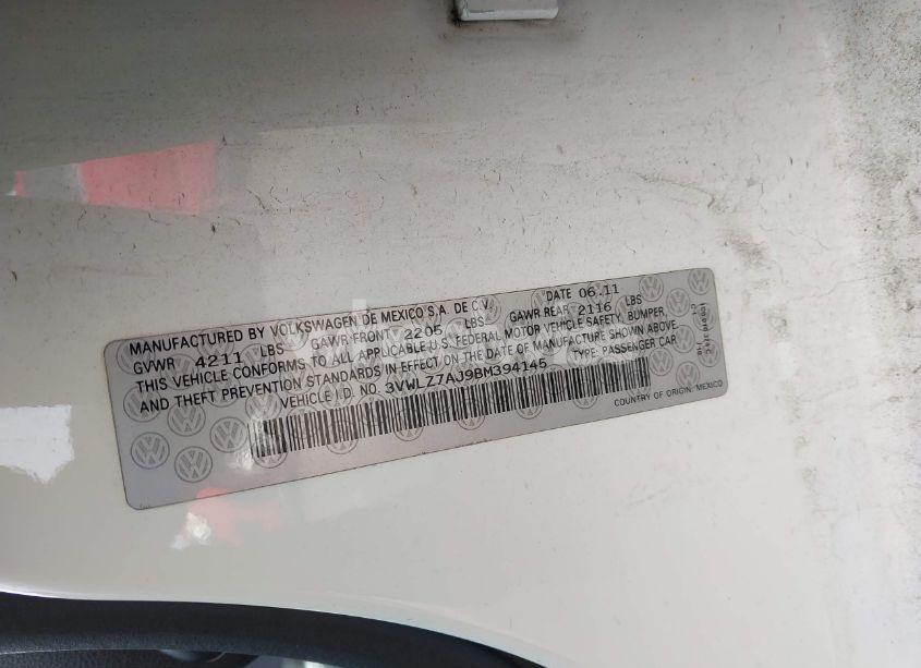 Photo 9 of 2011 Volkswagen Jetta 2.5L SEL (VIN 3VWLZ7AJ9BM394145)