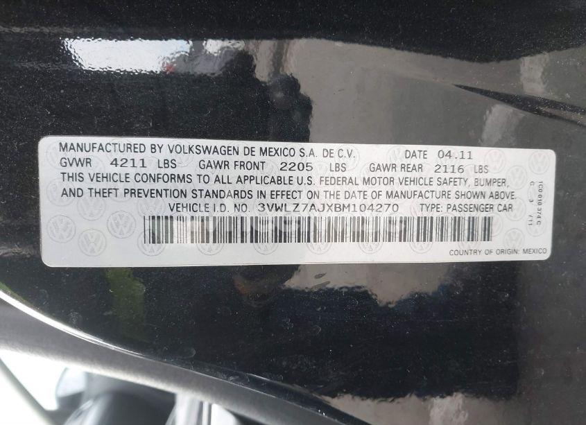 Photo 9 of 2011 Volkswagen Jetta 2.5L SEL (VIN 3VWLZ7AJXBM104270)